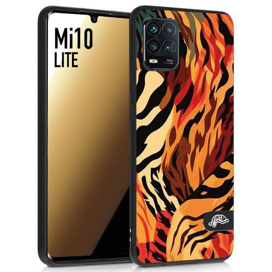 CUSTOMIZZA - Custodia cover nera morbida in tpu compatibile per Xiaomi Mi 10 LITE leopardato maculato tigrato tiger colorata gialla rossa arancio