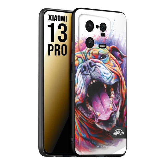 CUSTOMIZZA - Custodia cover nera morbida in tpu compatibile per Xiaomi 13 PRO animali color bulldog cane dog colori vibranti disegnato schizzo