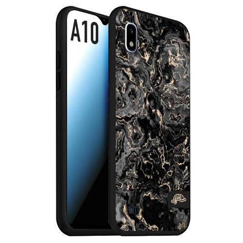 CUSTOMIZZA - Custodia cover nera morbida in tpu compatibile per Samsung A10 effetto marmo marble nero black venature dorato pietra