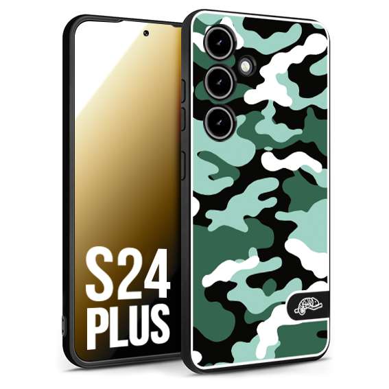 CUSTOMIZZA - Custodia cover nera morbida in tpu compatibile per Samsung S24 PLUS camouflage mimetico militare verde green