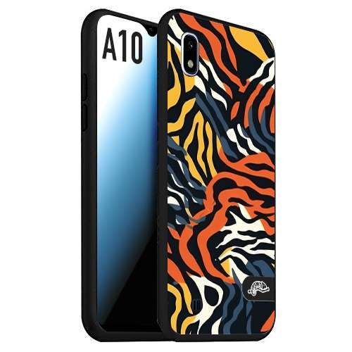 CUSTOMIZZA - Custodia cover nera morbida in tpu compatibile per Samsung A10 leopardato maculato tigrato tiger colorata gialla blu arancio