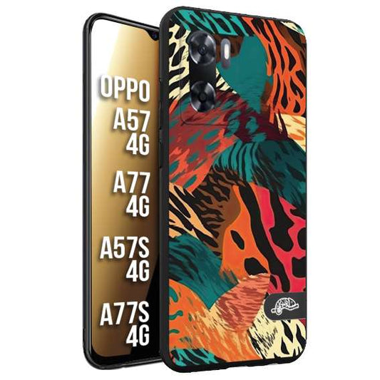 CUSTOMIZZA - Custodia cover nera morbida in tpu compatibile per Oppo A57 - A77 - A57S - A77S (4G) leopardato tigrato tiger colorata summer arancio verde fucsia