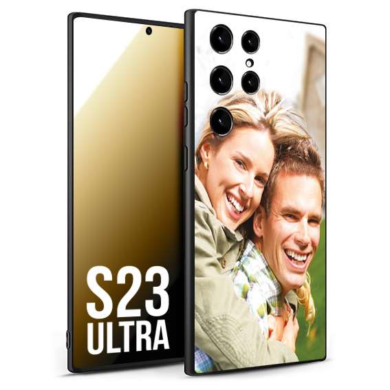 CUSTOMIZZA - Custodia cover nera morbida in tpu compatibile per Samsung S23 ULTRA personalizzata con foto immagine scritta a piacere