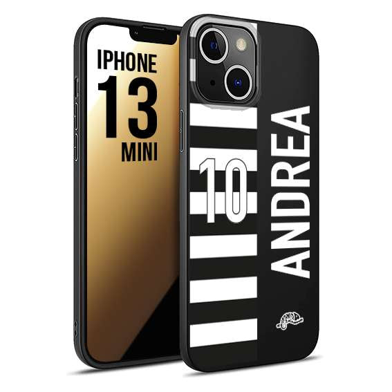 CUSTOMIZZA - Custodia cover nera morbida in tpu compatibile per iPhone 13 MINI personalizzata calcio football nome e numero calciatori bianconera