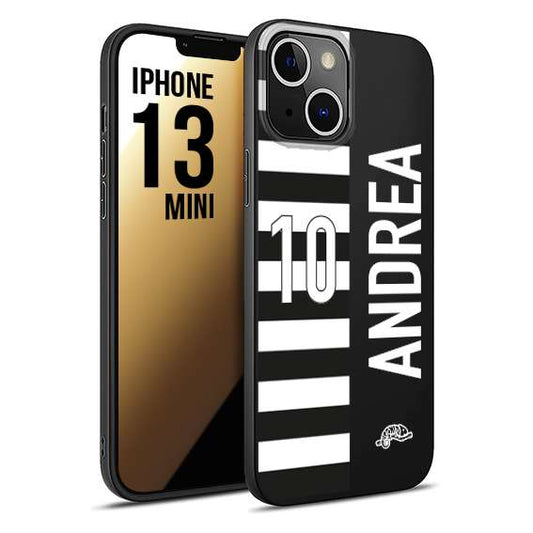 CUSTOMIZZA - Custodia cover nera morbida in tpu compatibile per iPhone 13 MINI personalizzata calcio football nome e numero calciatori bianconera