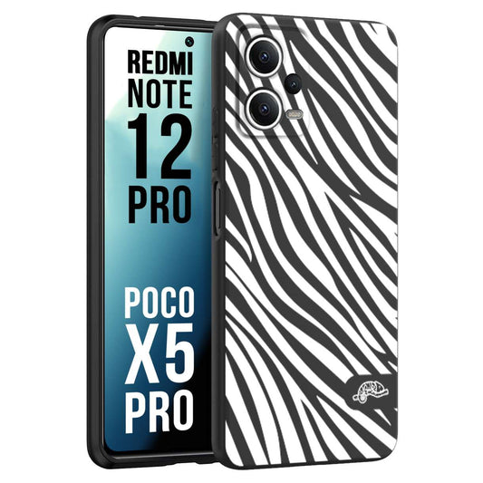 CUSTOMIZZA - Custodia cover nera morbida in tpu compatibile per Xiaomi Redmi Note 12 PRO - POCO X5 PRO zebrata maculata a rilievo soft touch donna bianca