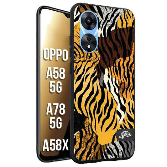 CUSTOMIZZA - Custodia cover nera morbida in tpu compatibile per Oppo A58 5G - A78 5G - A58X leopardato tigrato tiger colorata donna fashion estate