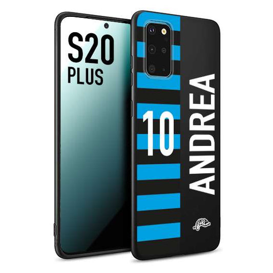 CUSTOMIZZA - Custodia cover nera morbida in tpu compatibile per Samsung S20 PLUS personalizzata calcio football nome e numero calciatori nerazzurra