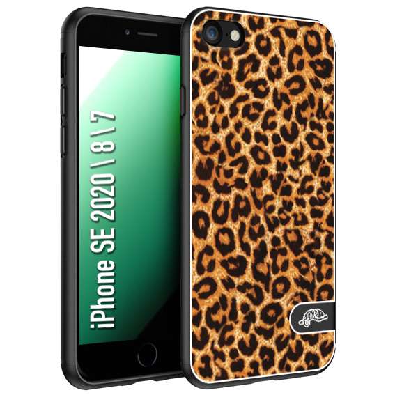 CUSTOMIZZA - Custodia cover nera morbida in tpu compatibile per iPhone 7 - 8 - SE 2020 / 2022 leopardato maculato donna marrone leopard brown