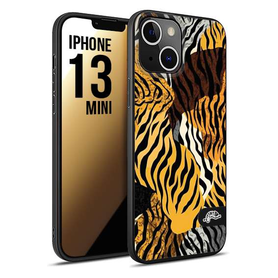 CUSTOMIZZA - Custodia cover nera morbida in tpu compatibile per iPhone 13 MINI leopardato tigrato tiger colorata donna fashion estate