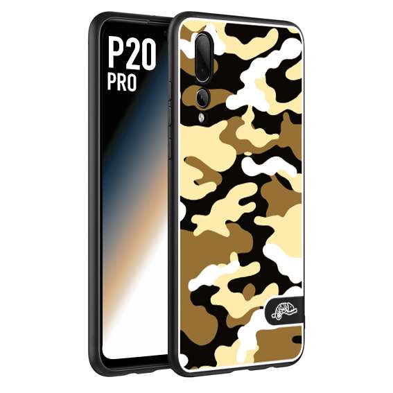 CUSTOMIZZA - Custodia cover nera morbida in tpu compatibile per Huawei P20 PRO camouflage mimetico militare giallo desert brown