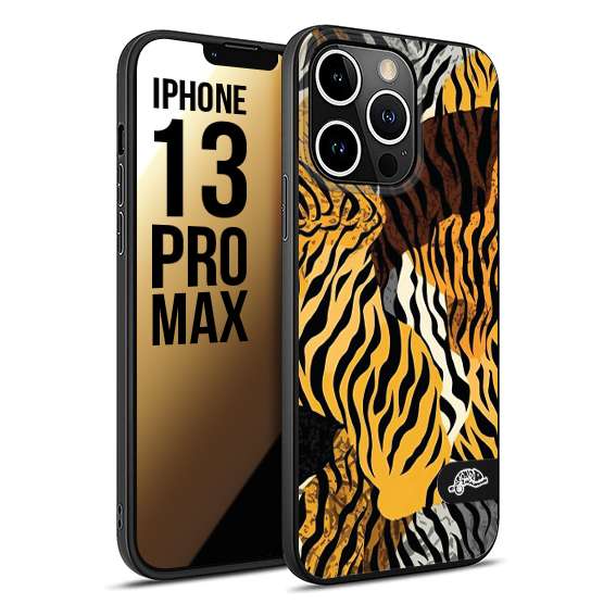 CUSTOMIZZA - Custodia cover nera morbida in tpu compatibile per iPhone 13 PRO MAX leopardato tigrato tiger colorata donna fashion estate