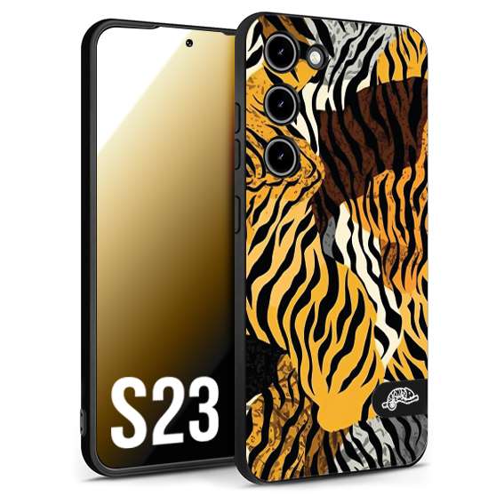 CUSTOMIZZA - Custodia cover nera morbida in tpu compatibile per Samsung S23 leopardato tigrato tiger colorata donna fashion estate