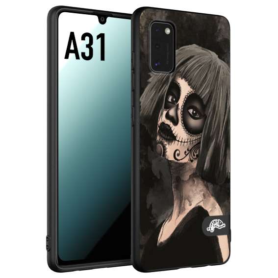 CUSTOMIZZA - Custodia cover nera morbida in tpu compatibile per Samsung A31 chicana messicana dea de la muerte donna santa tattoo disegnata