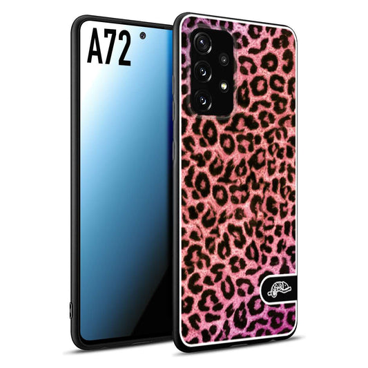 CUSTOMIZZA - Custodia cover nera morbida in tpu compatibile per Samsung A72 leopardato maculato donna rosa leopard