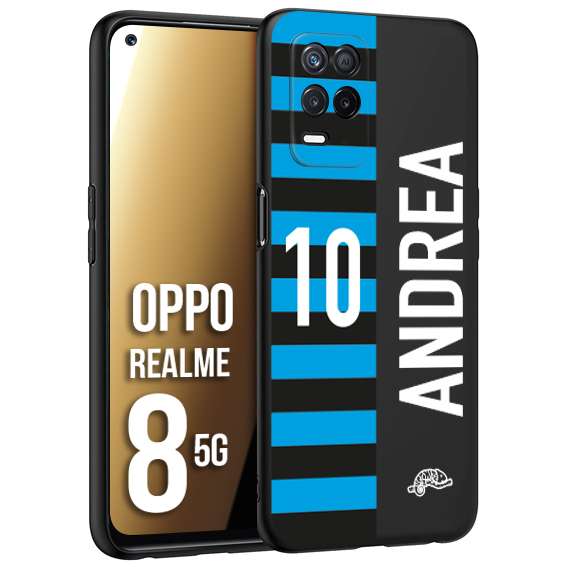 CUSTOMIZZA - Custodia cover nera morbida in tpu compatibile per Oppo Realme 8 5G personalizzata calcio football nome e numero calciatori nerazzurra