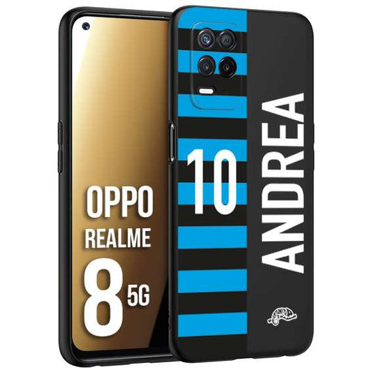 CUSTOMIZZA - Custodia cover nera morbida in tpu compatibile per Oppo Realme 8 5G personalizzata calcio football nome e numero calciatori nerazzurra