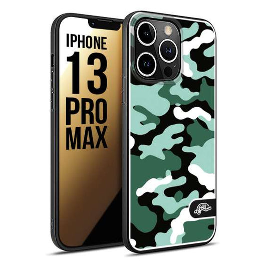 CUSTOMIZZA - Custodia cover nera morbida in tpu compatibile per iPhone 13 PRO MAX camouflage mimetico militare verde green