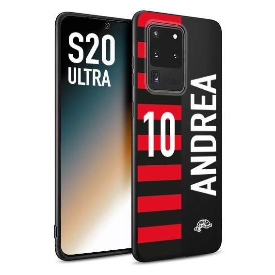 CUSTOMIZZA - Custodia cover nera morbida in tpu compatibile per Samsung S20 ULTRA personalizzata calcio football nome e numero calciatori rossonera