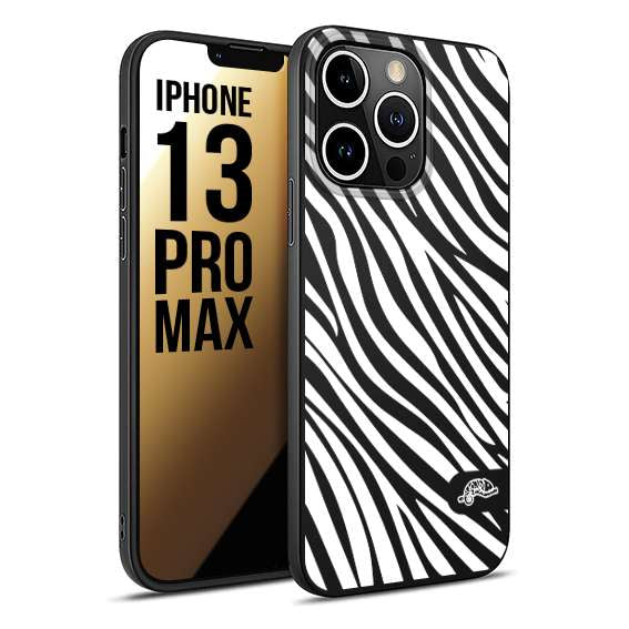 CUSTOMIZZA - Custodia cover nera morbida in tpu compatibile per iPhone 13 PRO MAX zebrata maculata a rilievo soft touch donna bianca