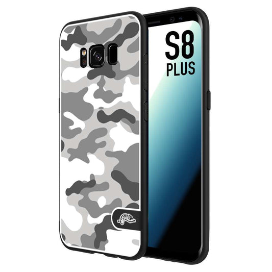 CUSTOMIZZA - Custodia cover nera morbida in tpu compatibile per Samsung S8 PLUS camouflage mimetico militare bianco white