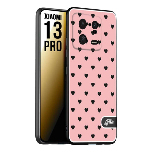 CUSTOMIZZA - Custodia cover nera morbida in tpu compatibile per Xiaomi 13 PRO cuori pois rosa donna pin up vintage