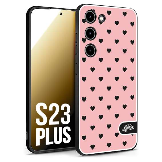 CUSTOMIZZA - Custodia cover nera morbida in tpu compatibile per Samsung S23 PLUS cuori pois rosa donna pin up vintage