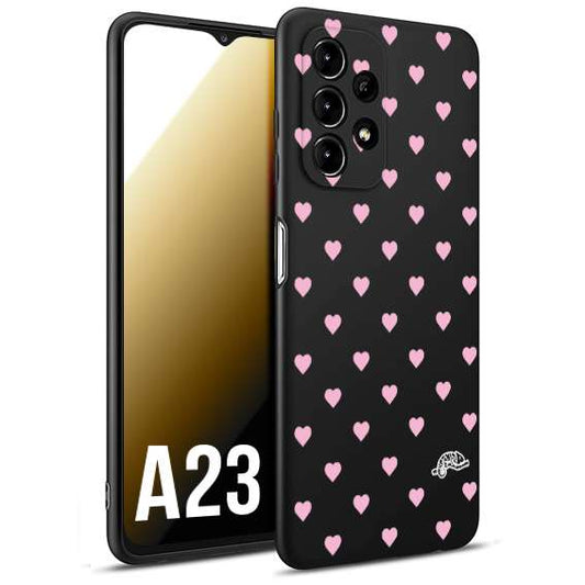 CUSTOMIZZA - Custodia cover nera morbida in tpu compatibile per Samsung A23 cuori pois rosa su nero donna pin up vintage