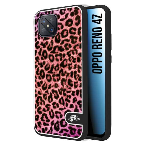 CUSTOMIZZA - Custodia cover nera morbida in tpu compatibile per Oppo Reno 4Z leopardato maculato donna rosa leopard