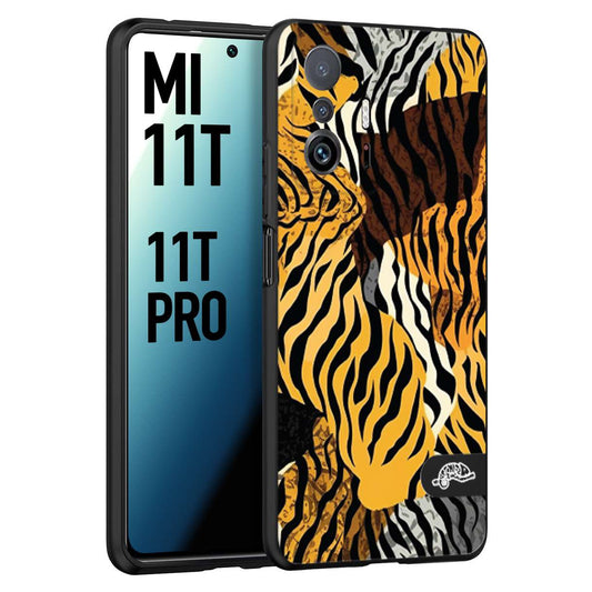 CUSTOMIZZA - Custodia cover nera morbida in tpu compatibile per Xiaomi Mi 11T - Mi 11T PRO leopardato tigrato tiger colorata donna fashion estate