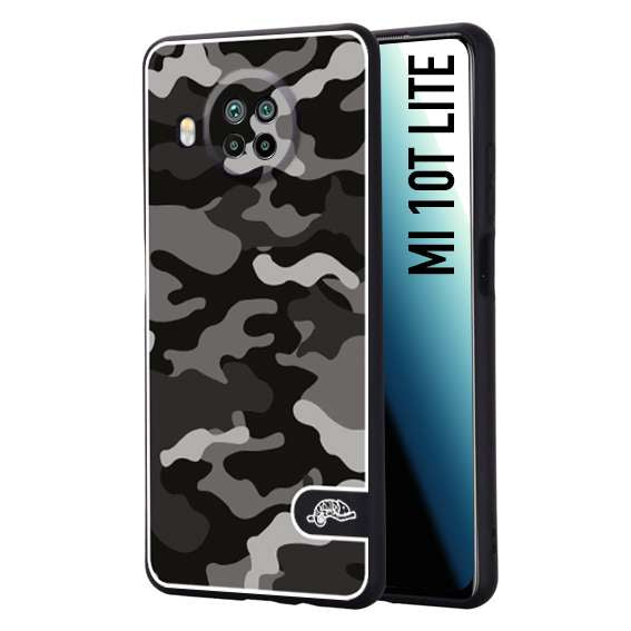 CUSTOMIZZA - Custodia cover nera morbida in tpu compatibile per Xiaomi Mi 10T LITE camouflage mimetico militare nero black grigio