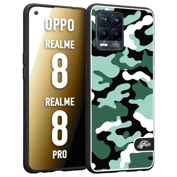 CUSTOMIZZA - Custodia cover nera morbida in tpu compatibile per Oppo Realme 8 - 8 PRO camouflage mimetico militare verde green