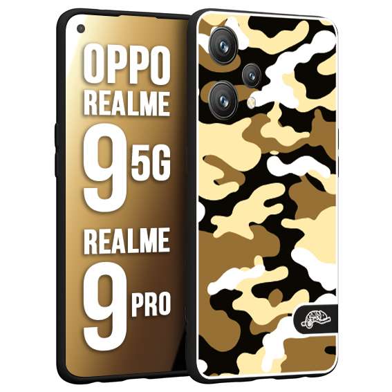 CUSTOMIZZA - Custodia cover nera morbida in tpu compatibile per Oppo Realme 9 5G - 9 PRO camouflage mimetico militare giallo desert brown