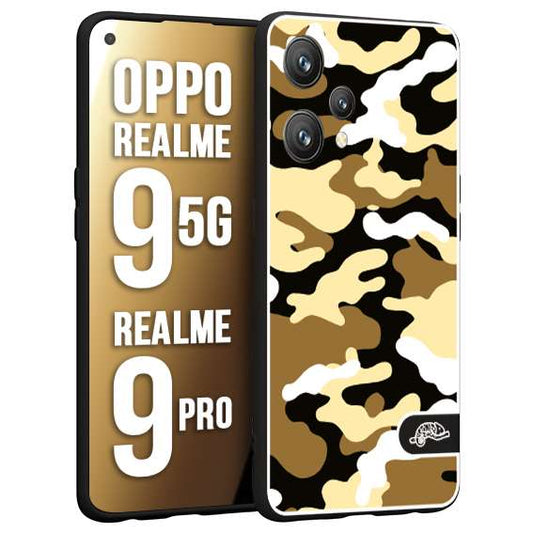 CUSTOMIZZA - Custodia cover nera morbida in tpu compatibile per Oppo Realme 9 5G - 9 PRO camouflage mimetico militare giallo desert brown