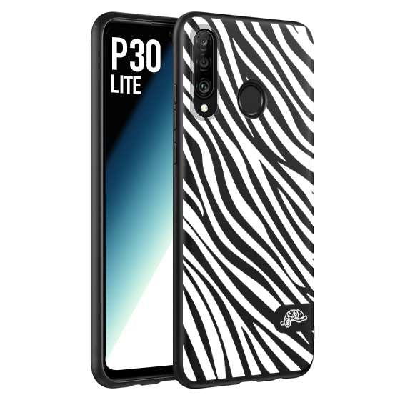 CUSTOMIZZA - Custodia cover nera morbida in tpu compatibile per Huawei P30 LITE zebrata maculata a rilievo soft touch donna bianca