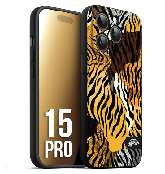 CUSTOMIZZA - Custodia cover nera morbida in tpu compatibile per iPhone 15 PRO leopardato tigrato tiger colorata donna fashion estate