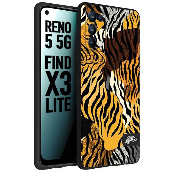 CUSTOMIZZA - Custodia cover nera morbida in tpu compatibile per Oppo Reno 5 5G leopardato tigrato tiger colorata donna fashion estate