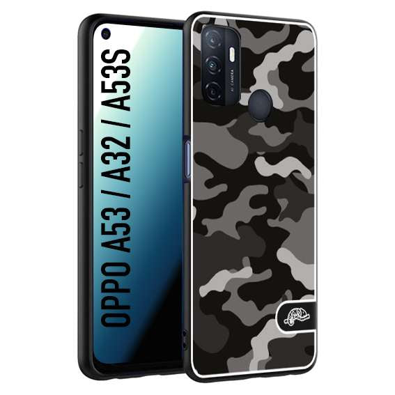 CUSTOMIZZA - Custodia cover nera morbida in tpu compatibile per Oppo A53 - A32 - A53S camouflage mimetico militare nero black grigio