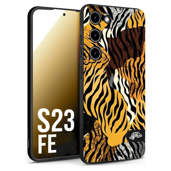 CUSTOMIZZA - Custodia cover nera morbida in tpu compatibile per Samsung S23 FE leopardato tigrato tiger colorata donna fashion estate