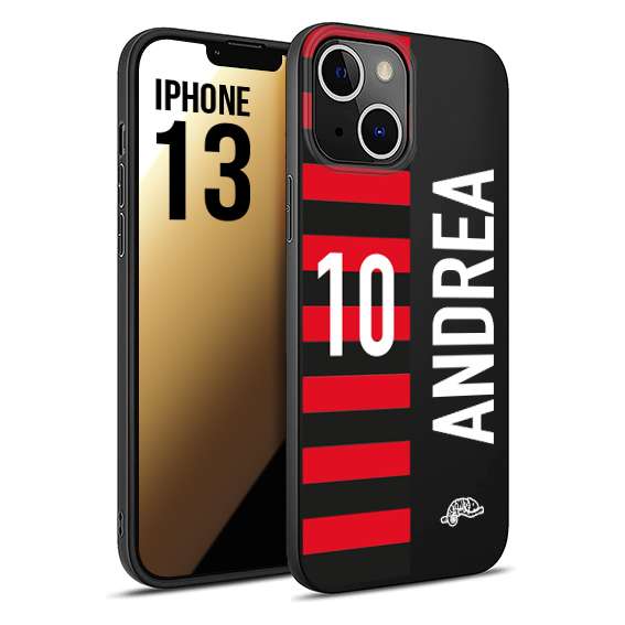 CUSTOMIZZA - Custodia cover nera morbida in tpu compatibile per iPhone 13 personalizzata calcio football nome e numero calciatori rossonera