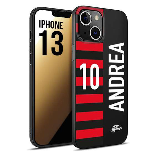 CUSTOMIZZA - Custodia cover nera morbida in tpu compatibile per iPhone 13 personalizzata calcio football nome e numero calciatori rossonera