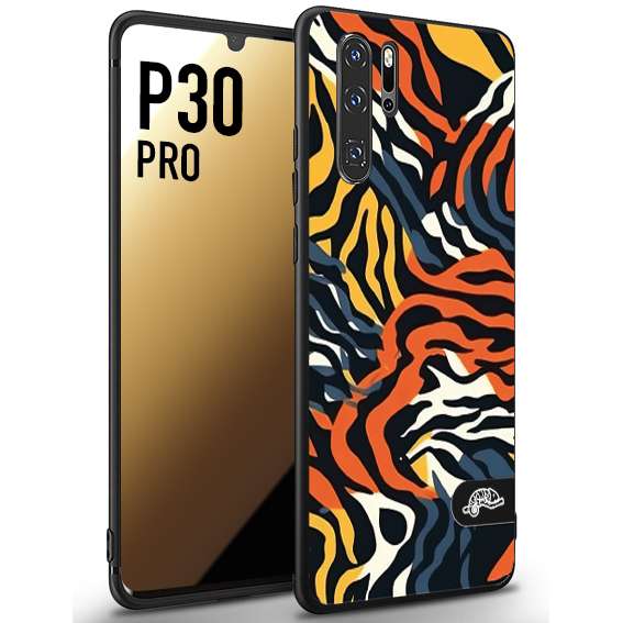 CUSTOMIZZA - Custodia cover nera morbida in tpu compatibile per Huawei P30 PRO leopardato maculato tigrato tiger colorata gialla blu arancio