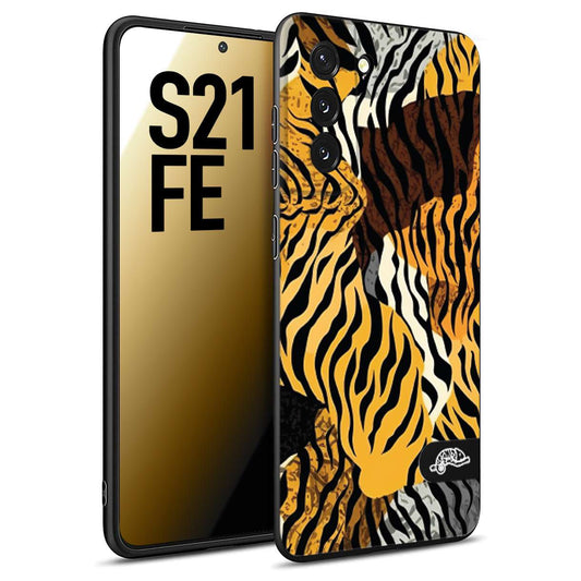 CUSTOMIZZA - Custodia cover nera morbida in tpu compatibile per Samsung S21 FE leopardato tigrato tiger colorata donna fashion estate