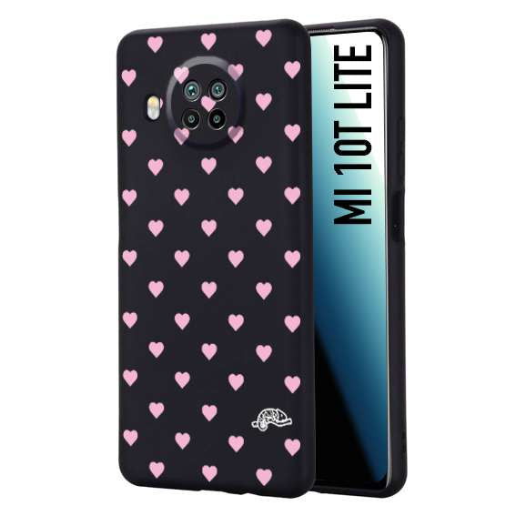 CUSTOMIZZA - Custodia cover nera morbida in tpu compatibile per Xiaomi Mi 10T LITE cuori pois rosa su nero donna pin up vintage