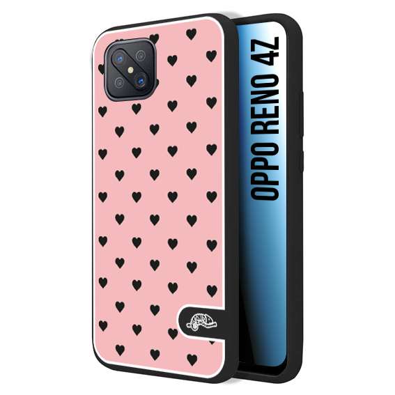 CUSTOMIZZA - Custodia cover nera morbida in tpu compatibile per Oppo Reno 4Z cuori pois rosa donna pin up vintage