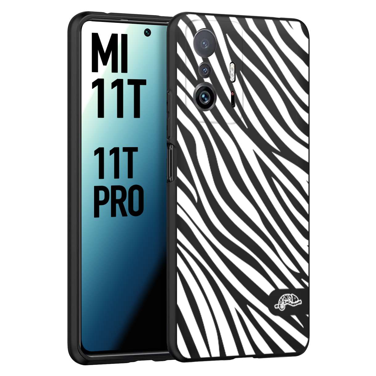 CUSTOMIZZA - Custodia cover nera morbida in tpu compatibile per Xiaomi Mi 11T - Mi 11T PRO zebrata maculata a rilievo soft touch donna bianca