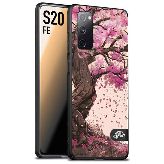 CUSTOMIZZA - Custodia cover nera morbida in tpu compatibile per Samsung S20 FE giapponese colori morbidi fiori di ciliegio rosa disegnata