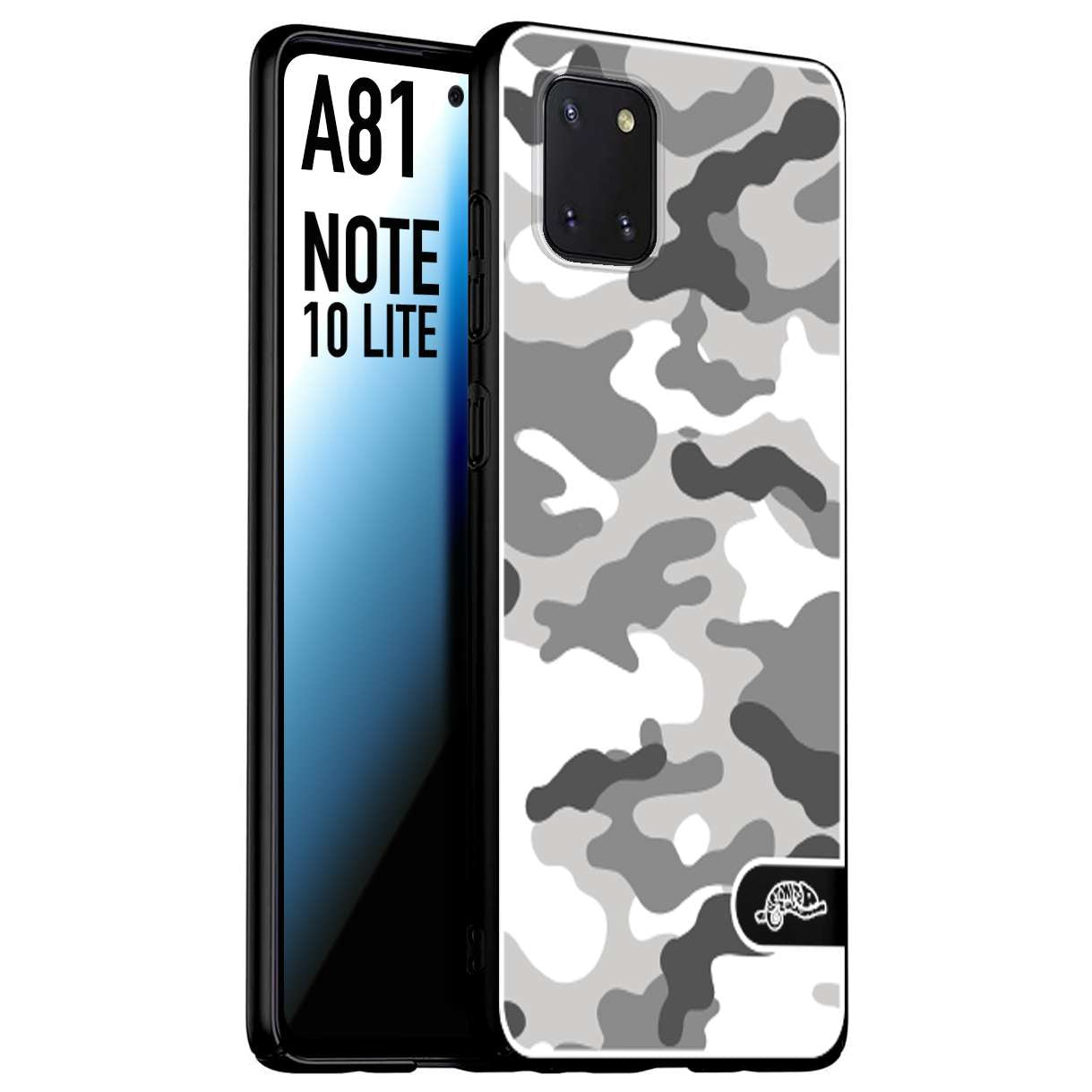 CUSTOMIZZA - Custodia cover nera morbida in tpu compatibile per Samsung A81 - Note 10 Lite camouflage mimetico militare bianco white