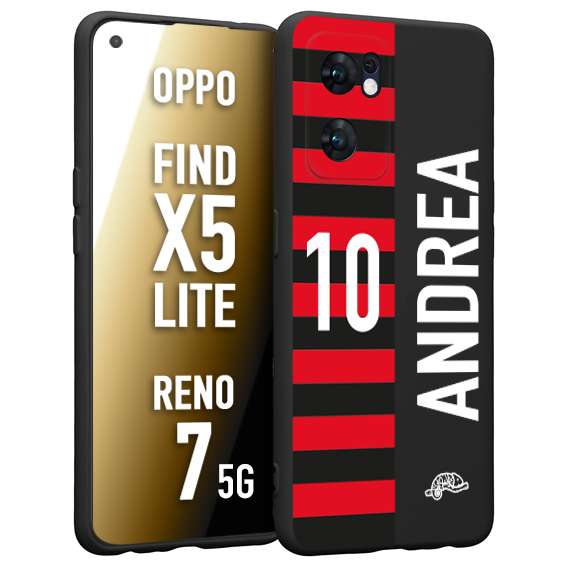 CUSTOMIZZA - Custodia cover nera morbida in tpu compatibile per Oppo Reno 7 - Find X5 LITE personalizzata calcio football nome e numero calciatori rossonera