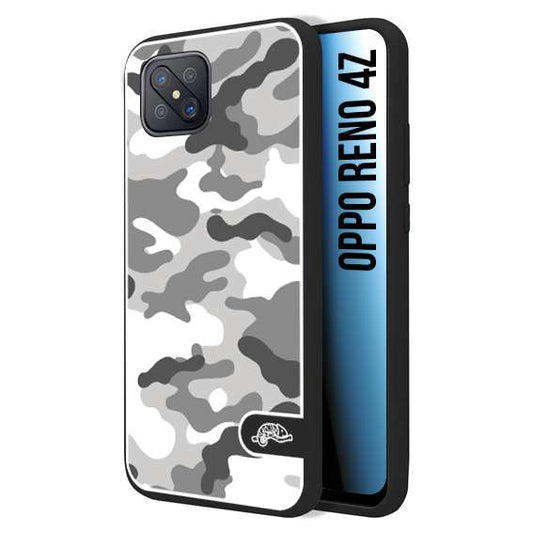 CUSTOMIZZA - Custodia cover nera morbida in tpu compatibile per Oppo Reno 4Z camouflage mimetico militare bianco white